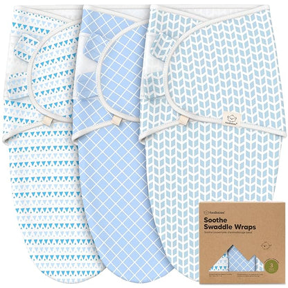 3-Pack Organic Baby Swaddle Sleep Sacks - Swaddles for Newborns, Infant 0-3 Months, Baby Girls, Boys, Soft & Snug Newborn Sleep Sack, Nursery Swaddling Blankets (Storm, OS)