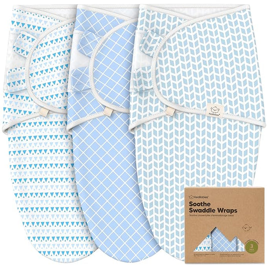 3-Pack Organic Baby Swaddle Sleep Sacks - Swaddles for Newborns, Infant 0-3 Months, Baby Girls, Boys, Soft & Snug Newborn Sleep Sack, Nursery Swaddling Blankets (Storm, OS)