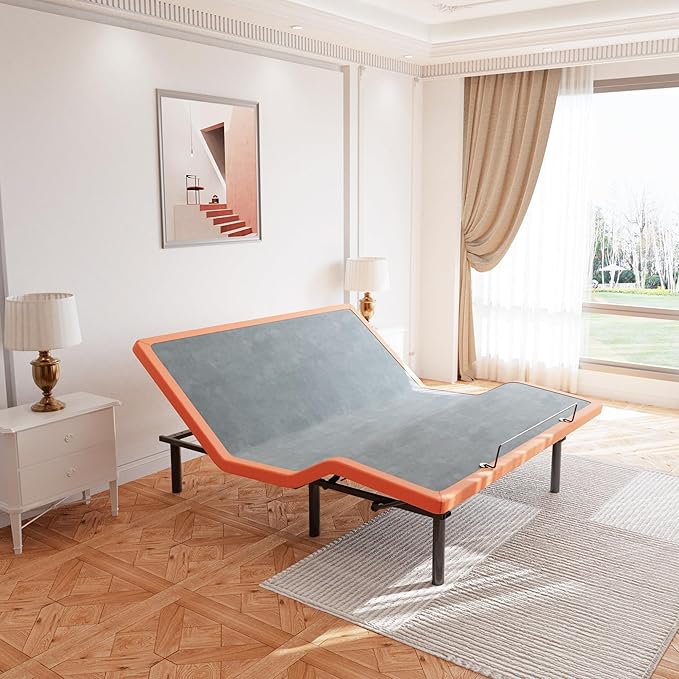 ESHINE Adjustable Bed Frame King - Ergonomic Electric Bed Base, Foot & Head Incline, APP Control, Wireless Remote, Zero Gravity, Anti-Snore, King, 2000 Series