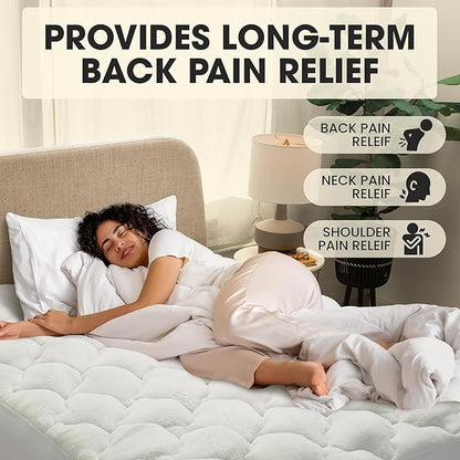 Cheer Collection Twin XL Size Rayon from Bamboo Mattress Topper – Thick, Plush, and Cooling Mattress Pad, Machine Washable Mattress Topper for Twin XL Bed