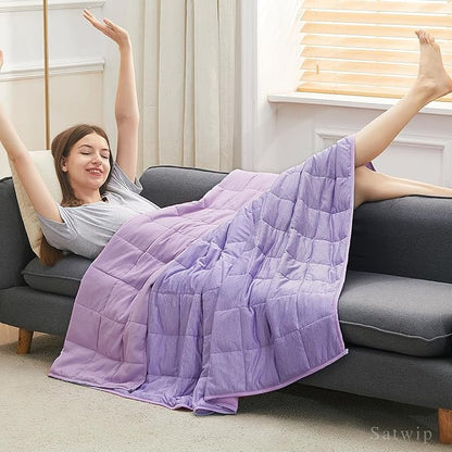 Satwip Cooling Weighted Blanket 20 lbs Queen Size Cool Moire Jersey Bed Blanket for Hot Sleeper with Soft Breathable Sanded, 60 x 80 inches, Purple
