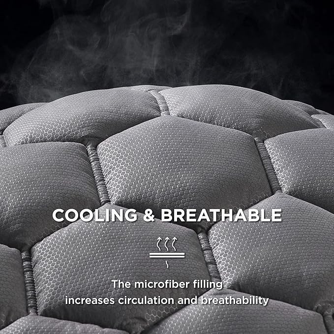 Bedsure King Size Mattress Pad - Soft Cooling Mattress Cover Padded, Quilted Fitted Mattress Protector with 8-21" Deep Pocket, Breathable Fluffy Pillow Top, Grey, 78x80 Inches