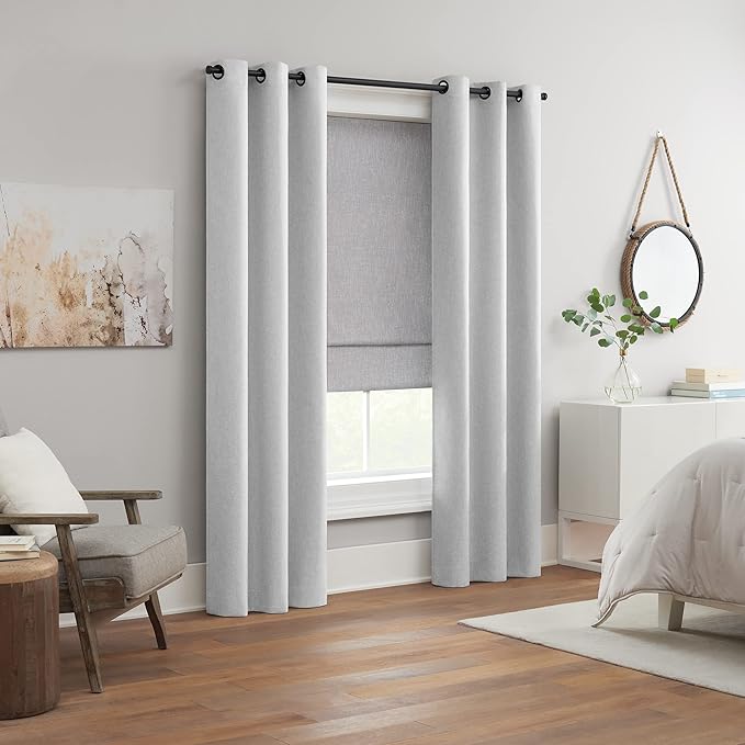 Eclipse Drew Noise Reducing Blackout Cordless Lined Window Roman Shade for Living Room, 39 in x 64 in, Smoke Grey