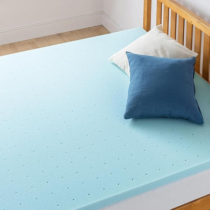 Best Price Mattress 1.5 Inch Ventilated Memory Foam Mattress Topper, Cooling Gel Infusion, CertiPUR-US Certified, Dorm Essentials, Short Queen