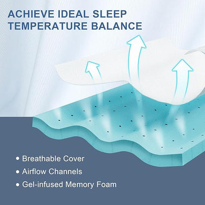 3 Inch Memory Foam Mattress Topper Twin XL, Memory Foam Pad with Removable & Washable Cover, Bed Topper for Back Pain, Non-Slip Ventilated Design, Twin XL Size