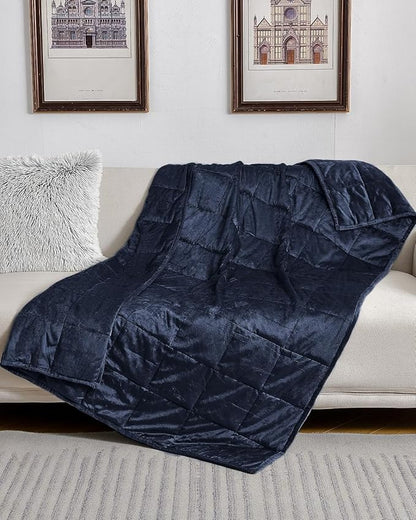 Topblan Weighted Blanket Queen Size 20lbs, Adult Weighted Blankets with Soft Warm Fabric for Sleeping and Calming, Adult Heavy Blanket for Sofa Bed, Navy Blue, 60 x 80 inches