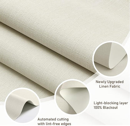 AOSKY Linen Roller Blinds Shades for Indoor Windows Pull Down Cordless Blackout Black Out Window Shade 21 Inch Blinds for Home Beige