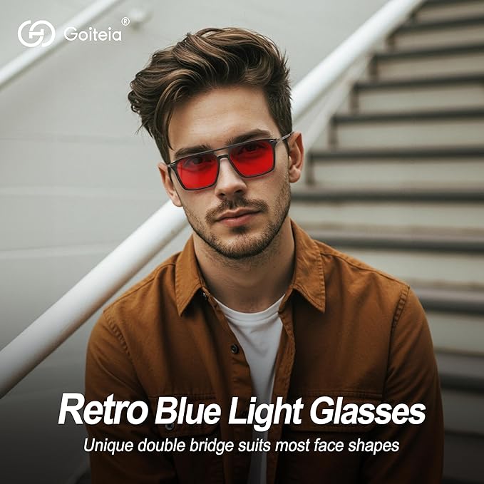 Goiteia Orange Blue Light Blocking Glasses-Retro 70s Blue Light Glasses for Men Women, Easier Sleep and Migraine Relief