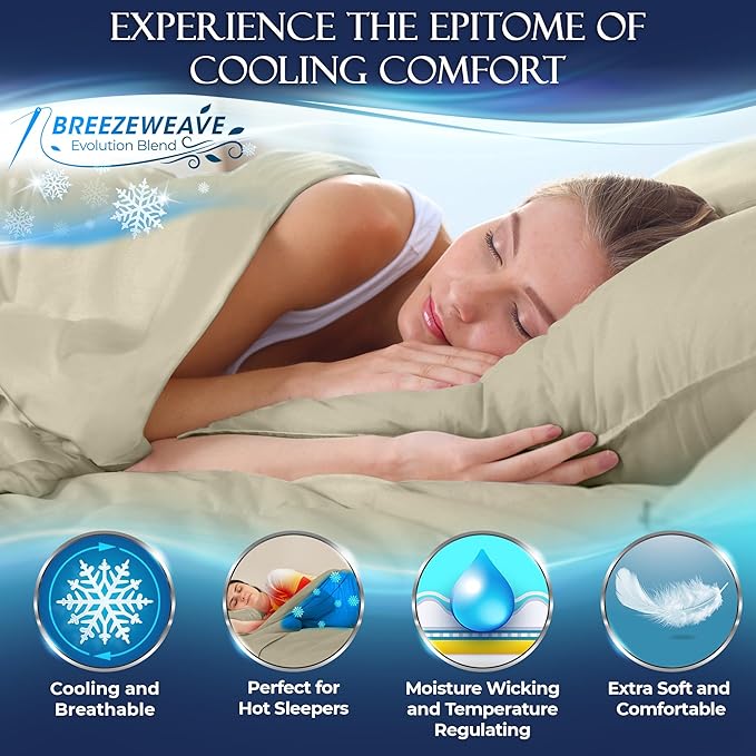 DECOLURE Cooling Bed Sheets Cal-King Set 4pcs - Luxurious & Soft California King Size Cooling Sheets for Hot Sleepers - Comfy & Cool California King Bamboo Viscose Microfiber Sheets (Cream)