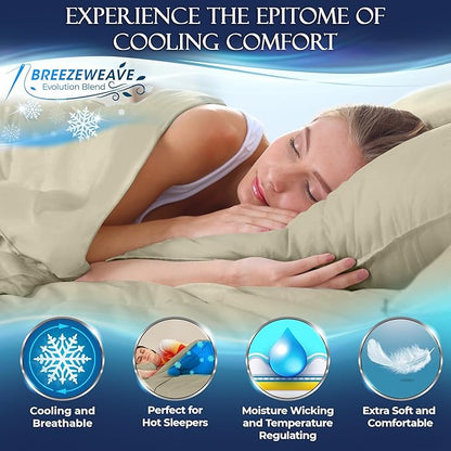 DECOLURE Cooling Bed Sheets Cal-King Set 4pcs - Luxurious & Soft California King Size Cooling Sheets for Hot Sleepers - Comfy & Cool California King Bamboo Viscose Microfiber Sheets (Cream)