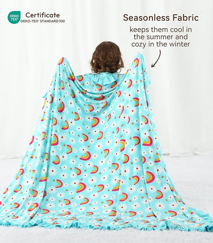 Premium Baby Blankets, Soft Viscose from Bamboo Blanket for Girls, Nursery Crib Bedding Quilt for Newborn and Toddler, Ruffle Blanket Cooling for Hot Sleepers 50''x50'' Daisy