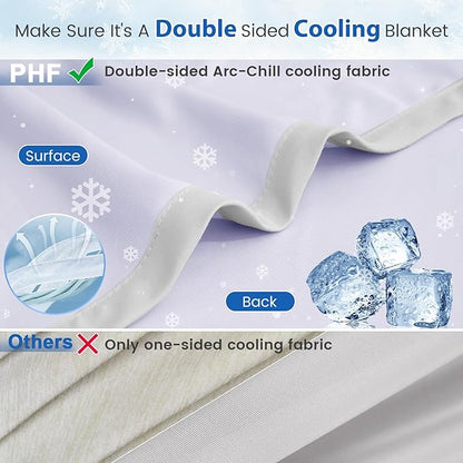 PHF Double Cooling Throw Blanket for Hot Sleepers, Arc-Chill Q-Max>0.5 with Double Cooling, Summer Blanket Absorbs Heat to Keep Cool All Night for Night Sweats (Purple, 50''x60'')