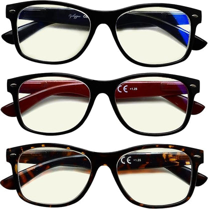 Eyekepper 3 Pack Reading Glasses Blue Light Blocking For Women and Men Computer Readers +1.25