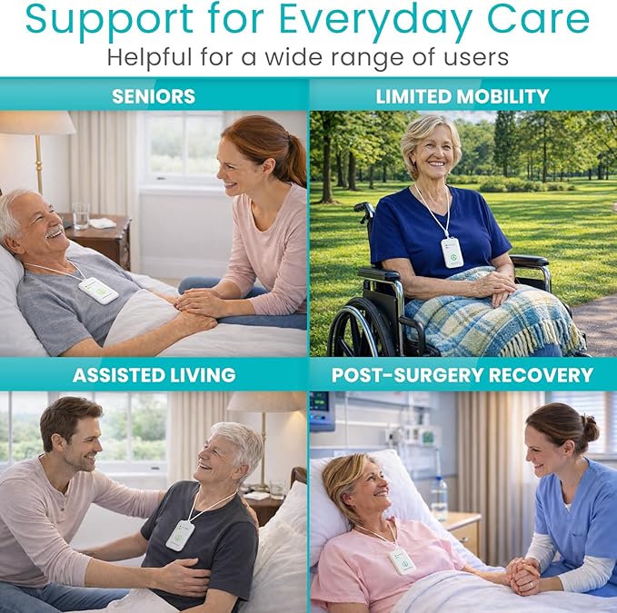 Vive Wireless Call Button - Emergency Alert System for Patients - Smart Portable Medical Panic Button - Notifies Nurse or Caretaker When Elderly Senior Needs Help - Perfect for Home Wander Prevention