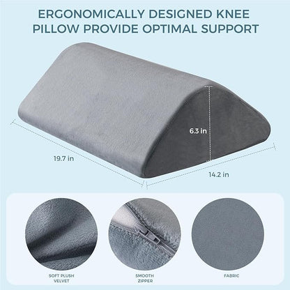 Knee Wedge Pillow 6.3'' for Post-Surgery Recovery-Leg Elevation Support for Sleep Position, Alleviating Lower Back & Hip Pain Enhancing Circulation in Ankles Legs Triangle Pillow with Removable Cover