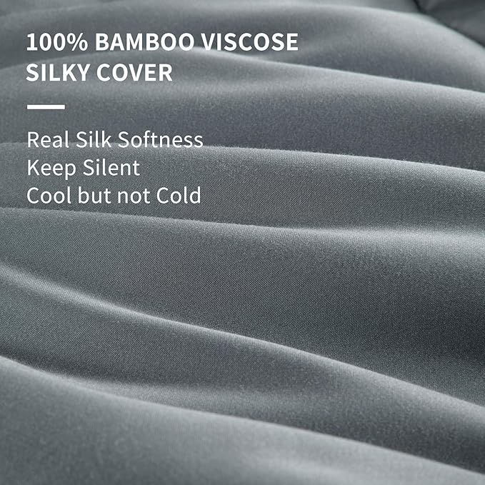 HOMBYS Lightweight Cooling Comforter King Size,100% Viscose Derived from Bamboo Shell Down Alternative Duvet Insert,Grey Soft All Season Comforter for Hot Sleepers,8 Corner Tabs