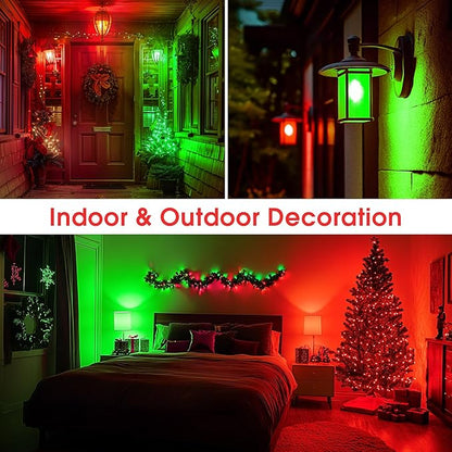 Briignite Red Green Light Bulbs [2 Pack], Christmas Light Bulbs, A19 E26 LED Red Light Bulb Outdoor, Green Light Bulb 9W (60 Watt Equivalent) for Porch Light Christmas Party Home Decor