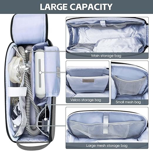 CPAP Travel Bag Compatible with ResMed AirMini Machine & Accessories, Portable CPAP Equipment & Supplies Carrying Bag, Compact CPAP Organizer Storage Bag with Compartments,Grey(Bag Only)