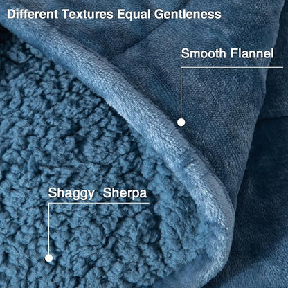 Aemicion Twin Weighted Blanket for Adults,Unicolor Ultra-Soft Fleece Sherpa, Dual Sided Cozy Plush Blanket for Couch Bed, 15lbs 48 x 72in-Slate Blue