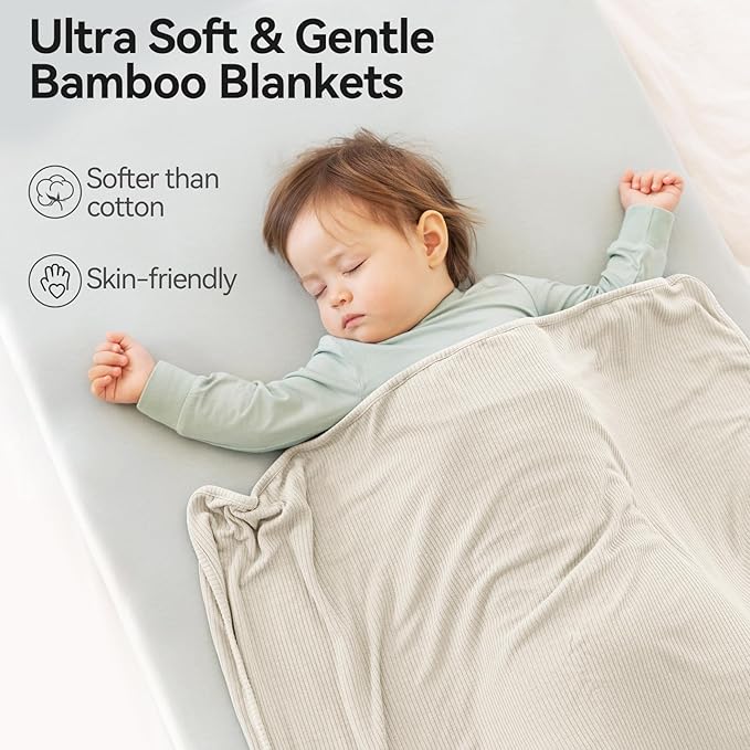 Ultra-Soft Rayon Made from Bamboo Baby Blanket - 30x40 Inches Double-Layer Swaddle Blanket, Breathable & Hypoallergenic, Lightweight Nursing Cover, Stroller Blanket for Infants & Toddlers