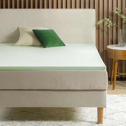 ZINUS 2 Inch Green Tea Memory Foam Mattress Topper, Dorm Bedding, Pressure-Relieving Layer, Ideal for Back Pain Relief, Compact WONDERBOX Packaging, CertiPUR-US Certified, Twin