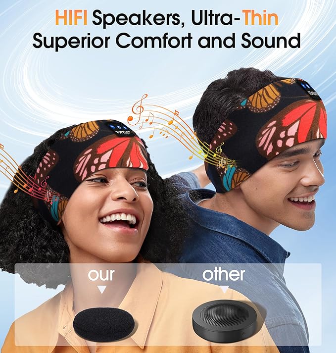 TOPOINT Sleep Headphones Bluetooth 5.4, Sports Earphones Sleeping Bluetooth Wireless with USB C for Women Men Sports Gifts Workout Jogging Yoga Insomnia Air Travel Meditation