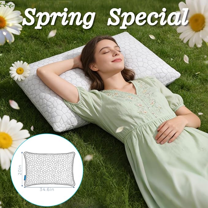 Cooling Pillow King Size Set of 2, Adjustable Bed Pillows for Sleeping, Luxury Shredded Memory Foam Pillows King 2 Pack,Adjustable Pillow for Side,Back,Stomach Sleepers,Soft Yet Supportive Firm Pillow