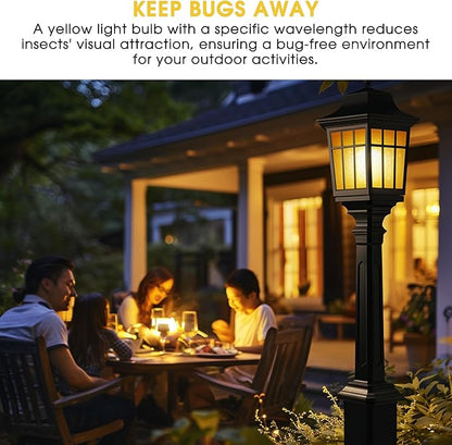 Briignite Bug Lights for Outside, Bug Light Bulbs, 60W Yellow Light Bulbs Outdoor Equivalent 9W, A19 E26 LED Amber Light Bulb, Non-Dimmable for Porch Lights, 2 Pack