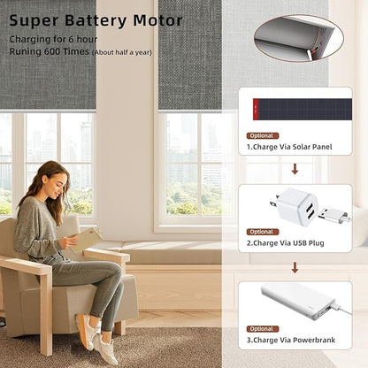 Motorized Roller Shade: 100% Blackout, Electric Blinds Compatible with Alexa/Google Home/Apple Homekit, Customized Size, Aura Dove