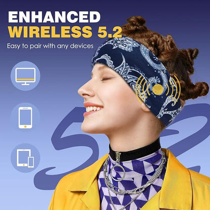 LC-dolida Sleep Headphones Bluetooth Headband Sleeping Wireless Headband Headphones with Thin HD Stereo Speakers Perfect for Side Sleepers, Sport, Yoga, Travel