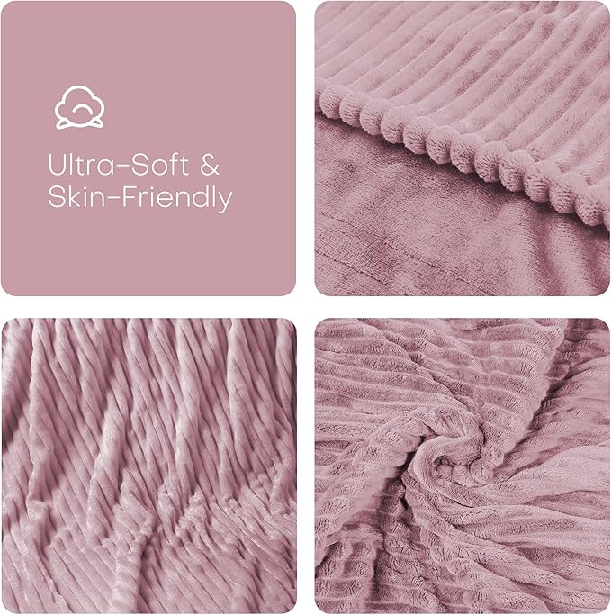 Electric Heated Blanket Twin Size 62"x84" with Cozy Flannel, 6 Heat Settings & 10 Hours Auto Off, Soft & Cozy Warming Throw for Home, Office, or Bed, Machine Washable, Pink