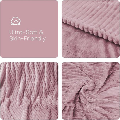 Electric Heated Blanket Twin Size 62"x84" with Cozy Flannel, 6 Heat Settings & 10 Hours Auto Off, Soft & Cozy Warming Throw for Home, Office, or Bed, Machine Washable, Pink