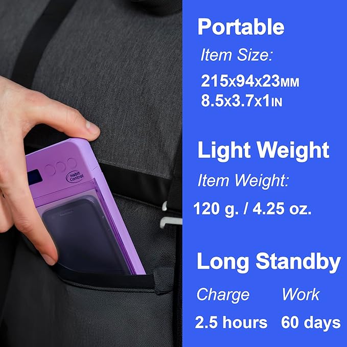 Phone Lockbox - Time Lock Box Cell Phone Locker for Bad Habits, Smartphone Jail with Timer Reduce Kids Adults Screen Time Improve Productivity, Family Time Container - Purple