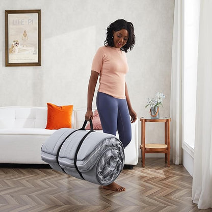 4Inch Cot Mattress Topper,Small Single Gel Infused Memory Foam,Machine Washable Pillow Top Cover,Roll Up Floors Mat,Portable Folding Sleep Pad(72 X 24“)