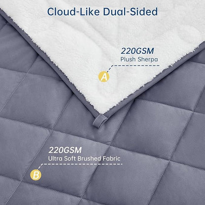 OMYSTYLE Sherpa Reversible Weighted Blanket, Cooling Heavy Blanket for Adults, Reversible Design with Plush Sherpa Fleece and Velvety Brushed, Queen Size(20lbs, 80''x87''), All Season Use, Dark Grey