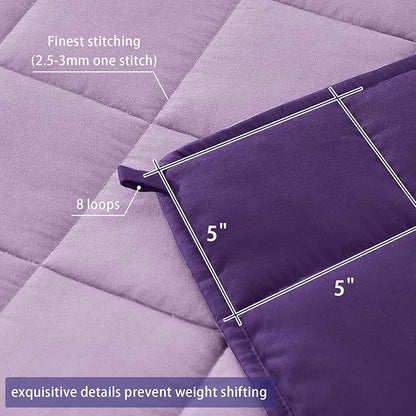 yescool Weighted Blanket for Adults (17 lbs, 48" x 72", Purple) Cooling Heavy Blanket for Sleeping Perfect for 110-130 lbs, Twin Size Breathable Blanket with Premium Glass Bead, Machine Washable