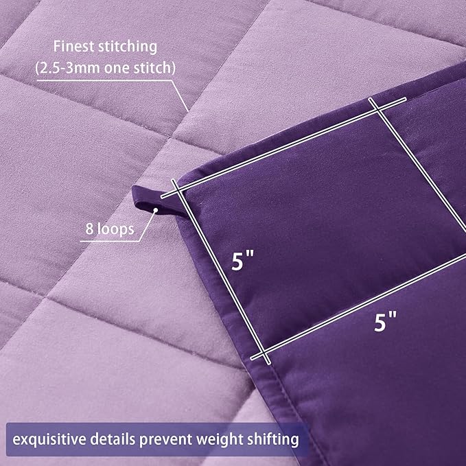 yescool Weighted Blanket for Adults (20 lbs, 88” x 104”, Purple) Cooling Heavy Blanket for Sleeping Perfect for 190-210 lbs, Queen Size Breathable Blanket with Premium Glass Bead, Machine Washable