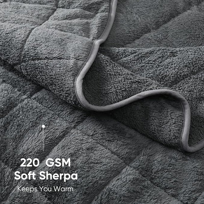 Sherpa Weighted Blanket for Adults, 15 lbs Furry Bed Blanket for Deep Sleep, Super Plush Blanket with Soft Weighted Blanket 48 x 72 inches, Grey