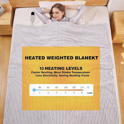 ZonLi Heated Weighted Blanket 20lbs, 60x80 Queen Size, Weighted Heated Blanket for Adults, Fast Heating 10 Heating Levels & 12H Auto Shut-off, Soft Comfort Flannel Heavy Blanket with Glass Beads