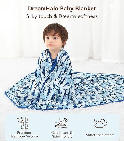 Premium Baby Blankets, Soft Viscose from Bamboo Blanket for Boys and Girls, Nursery Crib Bedding Quilt for Newborn and Toddler, Cooling for Hot Sleepers 50'' x 50'' Shark