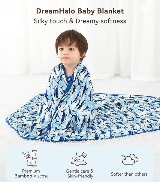 Premium Baby Blankets, Soft Viscose from Bamboo Blanket for Boys and Girls, Nursery Crib Bedding Quilt for Newborn and Toddler, Cooling for Hot Sleepers 50'' x 50'' Shark