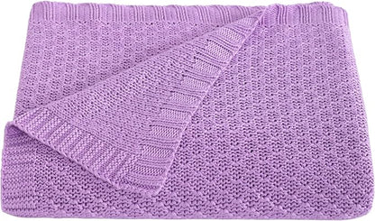 NTBAY Cable Knit Cooling Toddler Blanket, Soft and Breathable Baby Blanket 30x40 Inches Made from Rayon Derived from Bamboo for Crib, Stroller, Nursery, Light Purple