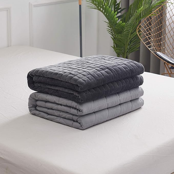 CoolZen™ Cooling Weighted Blanket 25 lbs with Removable Cover — Heavy Blanket for Adults, Calming, & Sleeping — Weighted Comforter with Premium Glass Beads for All Seasons — 60”x80” Queen Bed Size