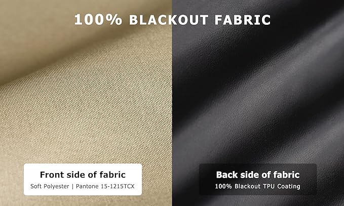 LazBlinds 100% Blackout Roller Shades, No Tools No Drill Cordless Blinds for Windows, Thermal Insulated UV Protection Privacy Window Shades for Bedroom (48''W x 72''H, Beige)