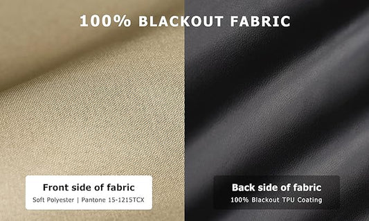 LazBlinds 100% Blackout Door Curtain, No Tools No Drill Cordless Blinds for Windows, Thermal Insulated UV Protection Privacy Window Curtains for French Door Front Door(26''W x 68''H, Beige, 1 Panel)