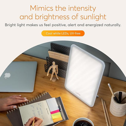 Lumie Vitamin L Light Therapy Lamp - Portable, Slim Design - 10,000 Lux Daylight Lamp - Detachable Stand, Cool White LEDs & Rippled Diffuser - Portrait or Landscape