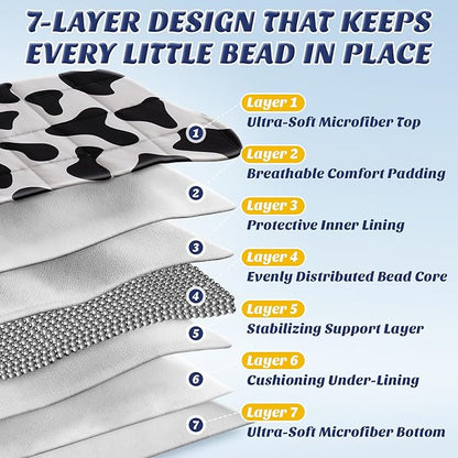 anfie Weighted Blanket Kids(36"x48" 3lbs) Weighted Blanket Cooling Blanket for Sleeping,Throw Size Breathable Blanket with Premium Glass Bead(White Cow)