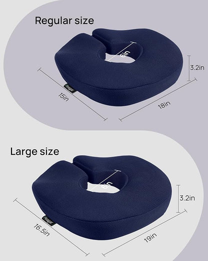 Feagar Donut Pillow Seat Cushion - Memory Foam Hemorrhoid Pillow for Tailbone Pain, Sciatica & Pressure Sores Relief, Adjustable Design for Pregnancy, Postpartum, Surgery Recovery, Office Chair