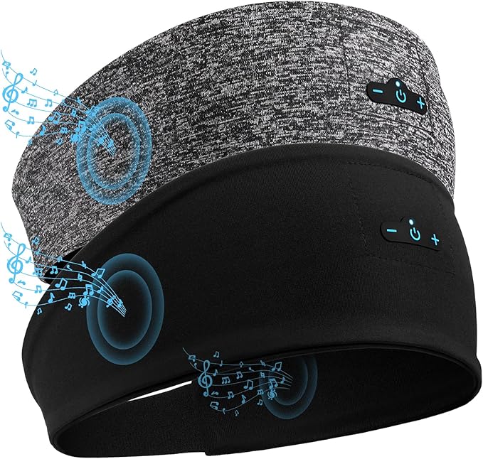 Sleep Headphones Bluetooth Headband for Side Sleeper 2-Pack, 17H Playtime, Wireless Headband Headphones with HD Stereo Speakers for Workout,Running,Yoga, Ideal Gifts for Men, Women, Teens