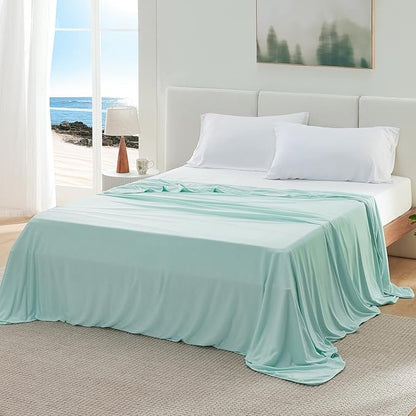 Bedsure Green Cooling Blanket Queen Size for Hot Sleepers - Summer Cold Blanket for Queen Size Bed with Rayon Derived from Bamboo, Ice Cool Cold Arc-Chill Thin Summer Bedding Essentials, 90x90